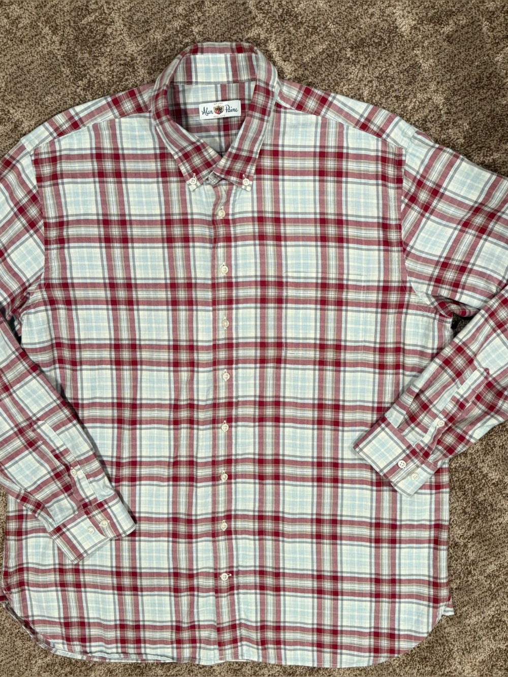 Alan Paine Red Plaid Button-Down Shirt